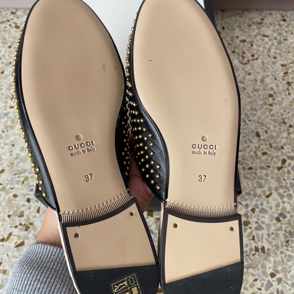 Gucci Princeton Pearl Studded Mules NWT! 37/7 black Horsebit NEVER WORN! Leather - Picture 5 of 9